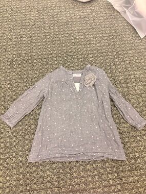 Zara Baby Gray Star Print Tunic Top with Flower Detail Size 12-18 Months
